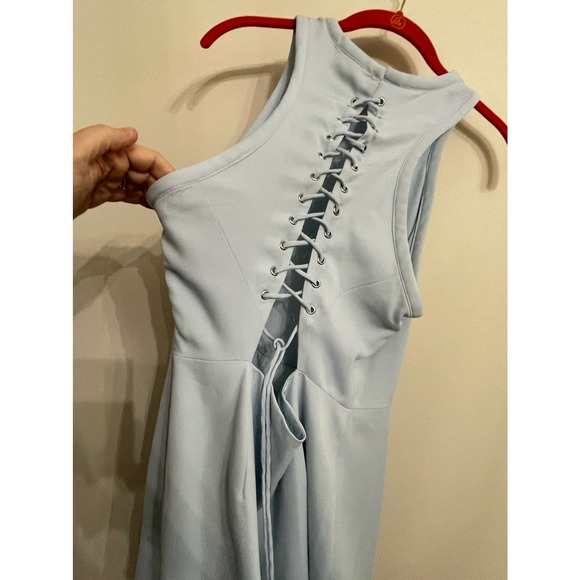 Stylestalker Baby Blue Halter A-Line Dress Size Large Lace Up Open Back - Picture 11 of 12